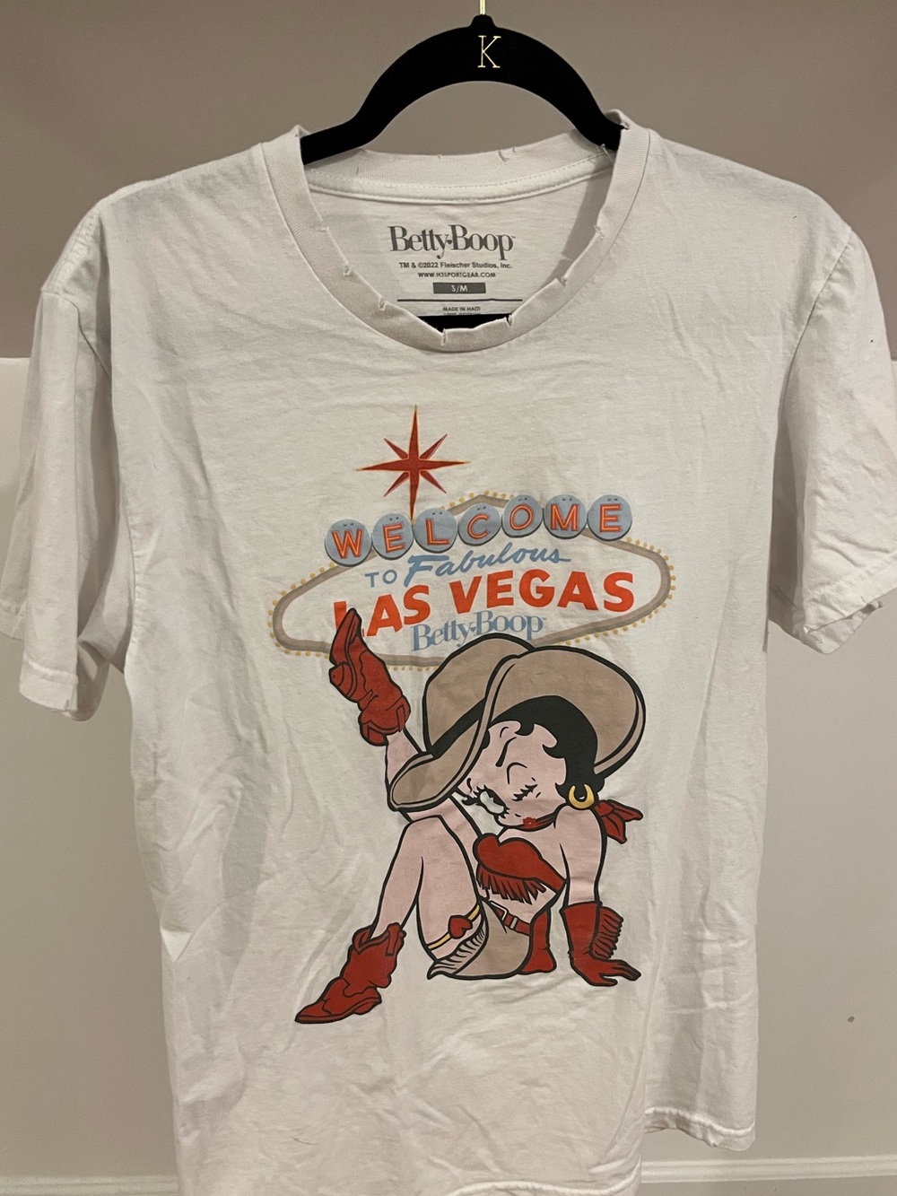 Betty Boop Cowgirl Las Vegas White Tee